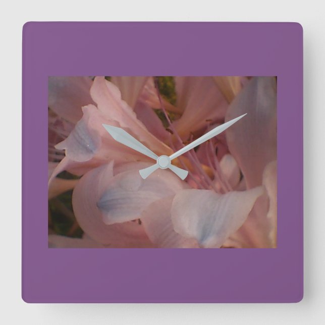 Reloj Cuadrado Lirio rosa morado (Anverso)