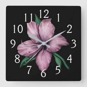 Reloj Cuadrado Lirio rosado de color de malva