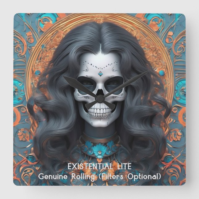 Reloj Cuadrado LITE Memento Mori Femme Skull (Anverso)