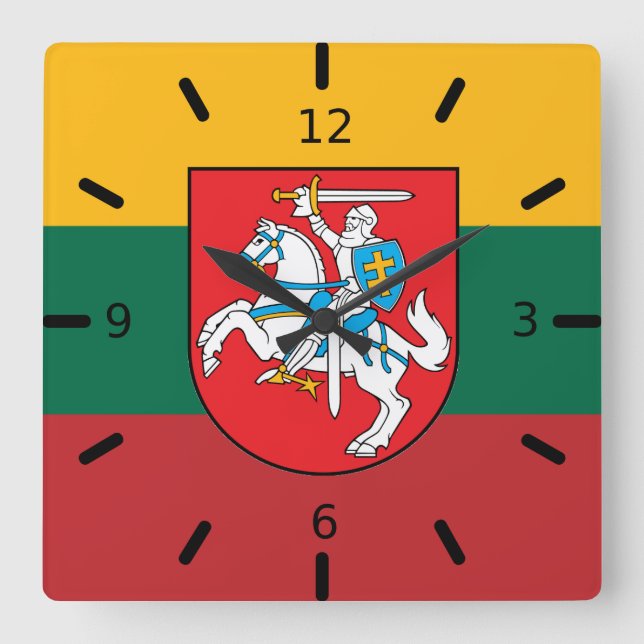 Reloj Cuadrado Lithuania flag-coat of arms    (Anverso)