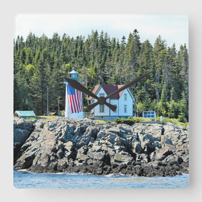 Reloj Cuadrado Little River Lighthouse, Maine Clock (Anverso)