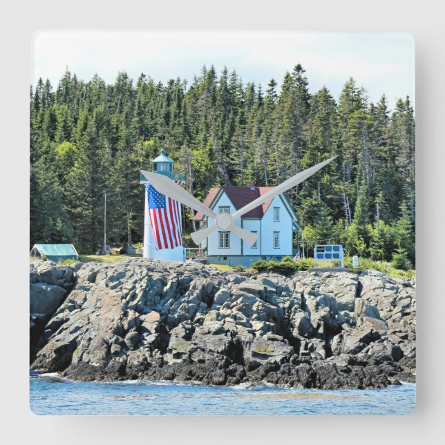 Reloj Cuadrado Little River Lighthouse, Maine Clock (Anverso)