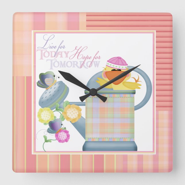 Reloj Cuadrado Live For Today 2 Wall Clock (Anverso)