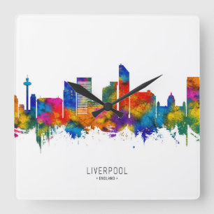 Reloj Cuadrado Liverpool England Skyline