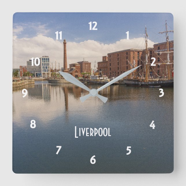 Reloj Cuadrado Liverpool Salthouse Dock Merseyside Travel Photo (Anverso)