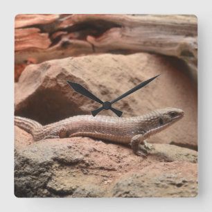 Reloj Cuadrado Lizard de tintas azules del reptil