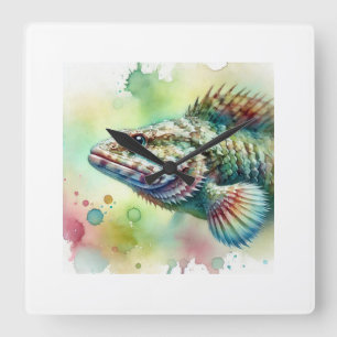 Reloj Cuadrado Lizard Fish 020924AREF150 - Watercolor