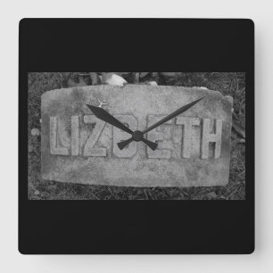 Reloj Cuadrado Lizzie Borden Gravestone 'Lizbeth' río Caída, MAMÁ