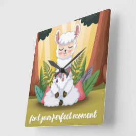 Reloj Cuadrado Llama ligera meditando en un bosque mágico