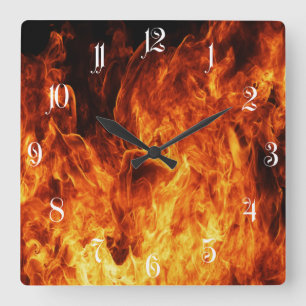 Reloj Cuadrado Llama naranja