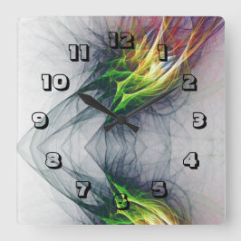 Reloj Cuadrado Llamas de fuego urbano contemporáneo Vivid