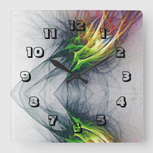 Reloj Cuadrado Llamas de fuego urbano contemporáneo Vivid