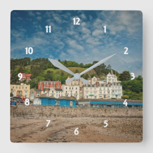 Reloj Cuadrado Llandudno Vista panorámica de la playa costera en