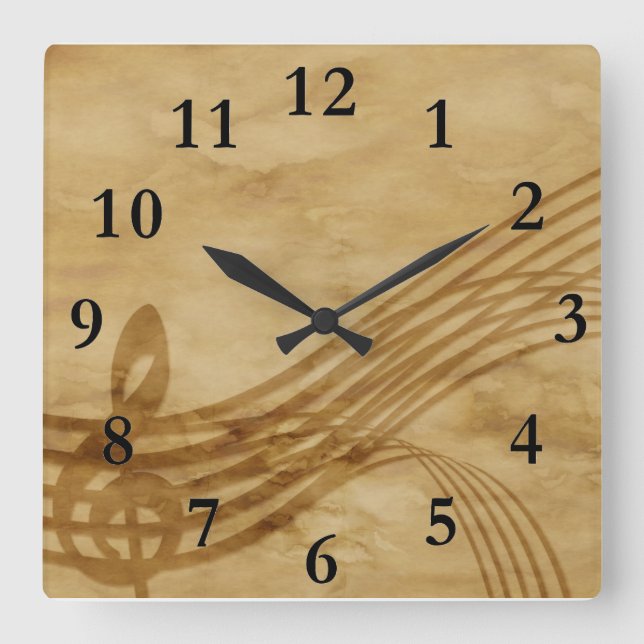 Reloj Cuadrado Llave del violín (Anverso)