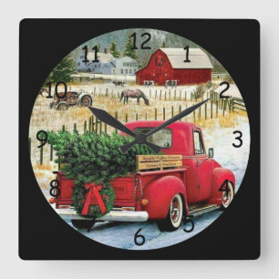 Reloj Cuadrado Llegando a casa con un árbol de Navidad