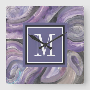 Reloj Cuadrado Lluvia del círculo del monograma el  