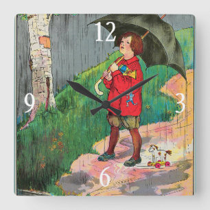 Reloj Cuadrado Lluvia, lluvia, váyase - Rima madre de oca
