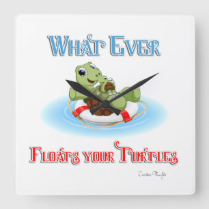 Reloj Cuadrado Lo que sea que flote tus tortugas