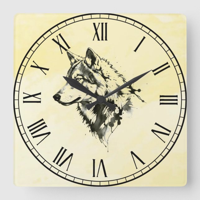 Reloj Cuadrado Lobo (Anverso)