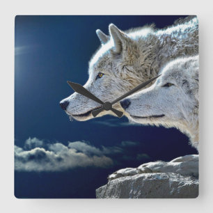 Reloj Cuadrado Lobo espiritual