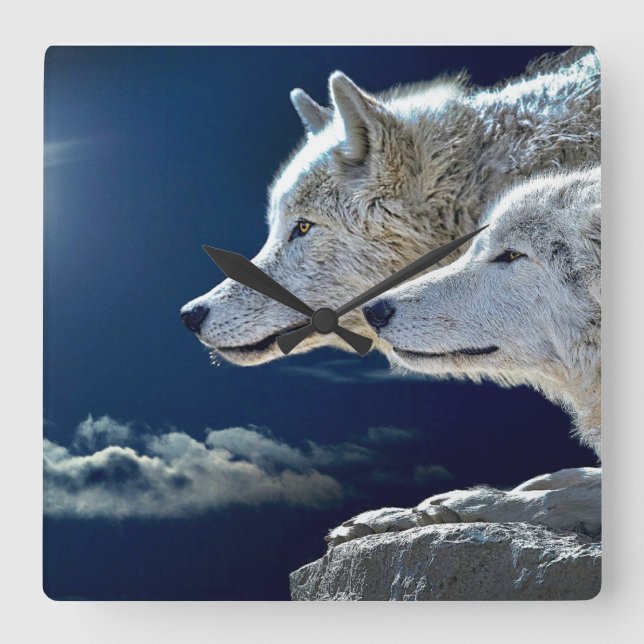 Reloj Cuadrado Lobo espiritual (Anverso)