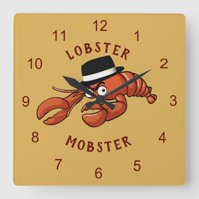 Reloj Cuadrado Lobster Mobster 🦞 Gangster de Personalizado muy t (Anverso)