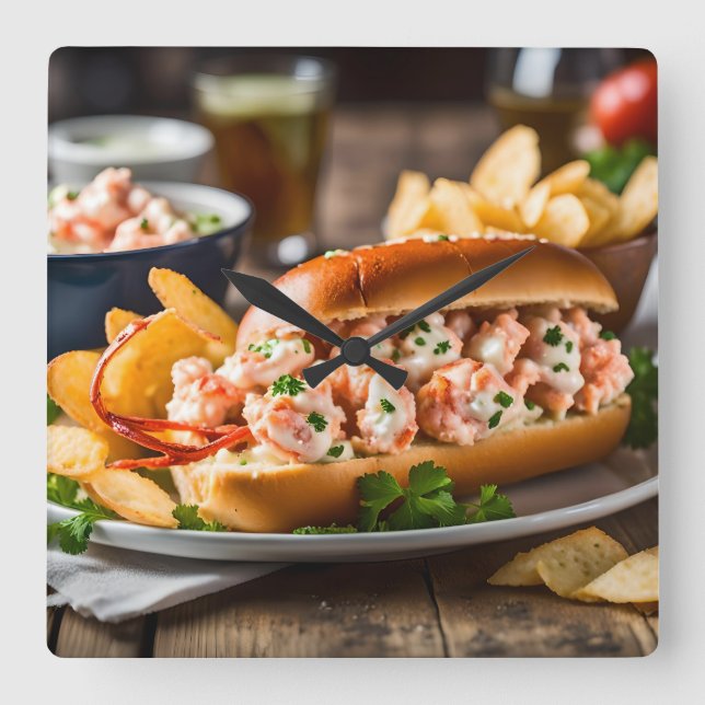 Reloj Cuadrado Lobster Roll And Potato Chips (Anverso)