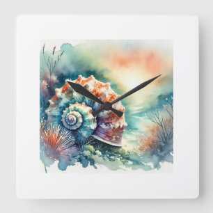 Reloj Cuadrado Loco in watercolor painting 151024AREF101 - Waterc