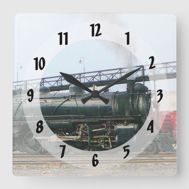 Reloj Cuadrado Locomotora de vapor (Anverso)