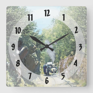 Reloj Cuadrado Locomotora de Vapor en Summit Cut, Green Mountain