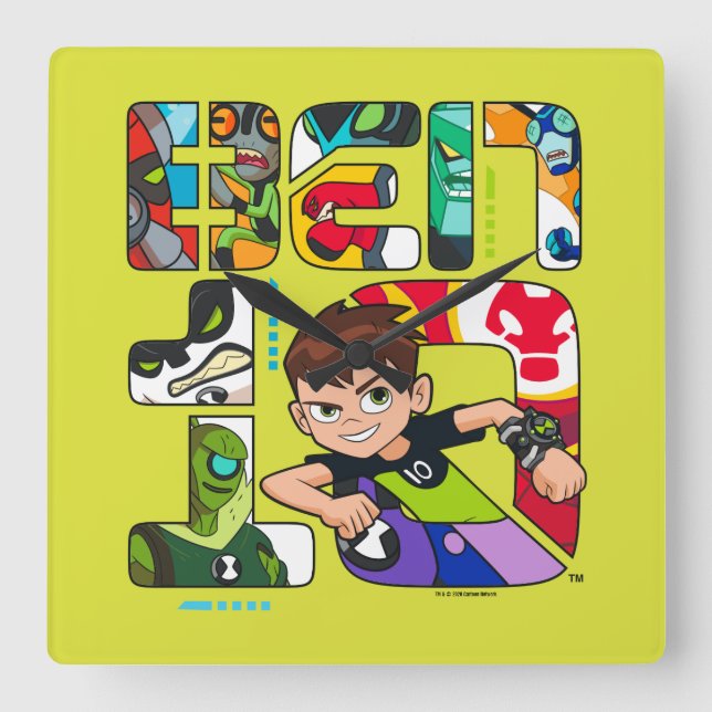 Reloj Cuadrado Logo de Ben 10 Alien (Anverso)