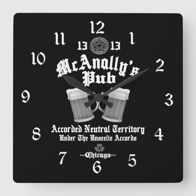 Reloj Cuadrado Logo de McAnally's Pub White (Anverso)