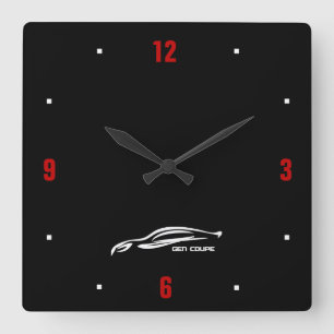 Reloj Cuadrado Logotipo blanco de la pincelada del cupé de la