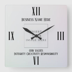 Reloj Cuadrado Logotipo de marca corporativa simple, nombre de fo