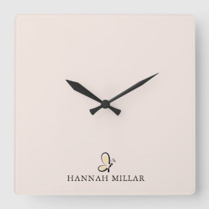 Reloj Cuadrado Logotipo de nombre personalizado moderno minimalis