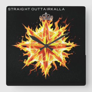 Reloj Cuadrado Logotipo de Straight Outta Irkalla/Estrella corona