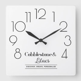 Reloj Cuadrado Logotipo moderno minimalista editable de su negoci