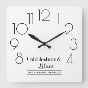 Reloj Cuadrado Logotipo moderno minimalista editable de su negoci