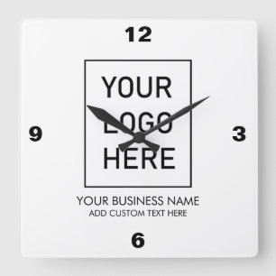 Reloj Cuadrado Logotipo profesional y blanco de la empresa de tex