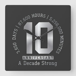 Reloj Cuadrado Logro del 10º Aniversario - Una Década Fuerte 
