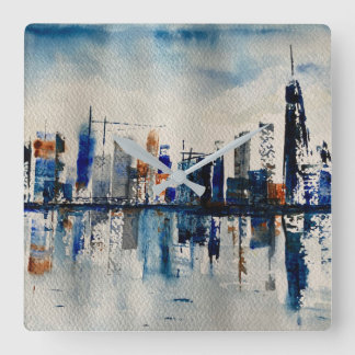Reloj Cuadrado London City Skyline Abstract Painting Poster Postc