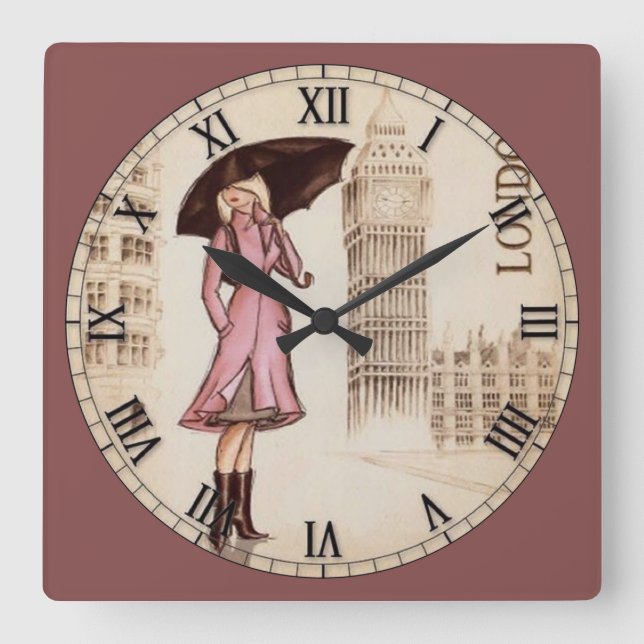 Reloj Cuadrado London Clock Tower and Model (Anverso)