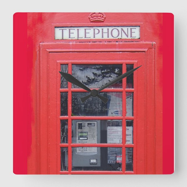 Reloj Cuadrado London Red Telephone Box (Anverso)