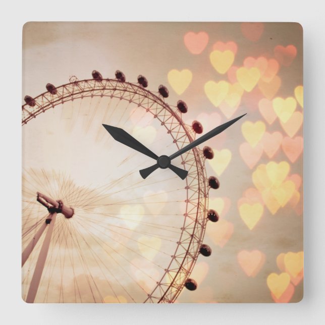 Reloj Cuadrado Londres el | Big Ben Nightime filtrado fotografía (Anverso)