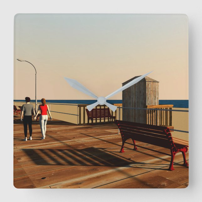 Reloj Cuadrado Long Beach Boardwalk, Long Island, New York (Anverso)