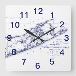 Reloj Cuadrado Long Island The Hamptons Map VC