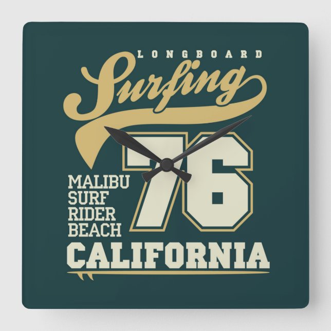 Reloj Cuadrado Longboard Surfing | California 76 (Anverso)