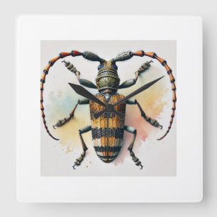 Reloj Cuadrado longhorned beetle 121024IREF244 - Watercolor