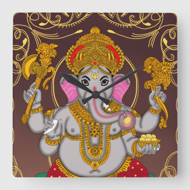Reloj Cuadrado Lord Ganesha Clock (Anverso)