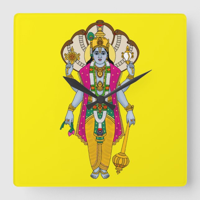 Reloj Cuadrado Lord Vishnu Wall Clock (Anverso)